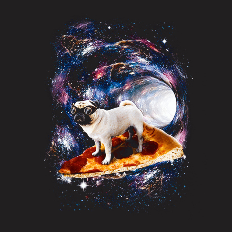 Space Dog Breed, Space Dog, Pug Surfing On Pizza, Pug Surfing, Pizza S T-shirt | Artistshot