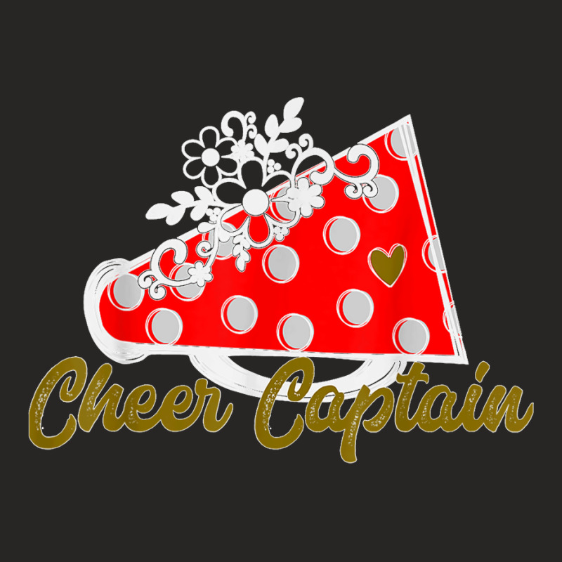 Cheer Captain Shirt, Red Megaphone Heart Flower Accent Ladies Fitted T-Shirt by AnaMercedesContreras | Artistshot