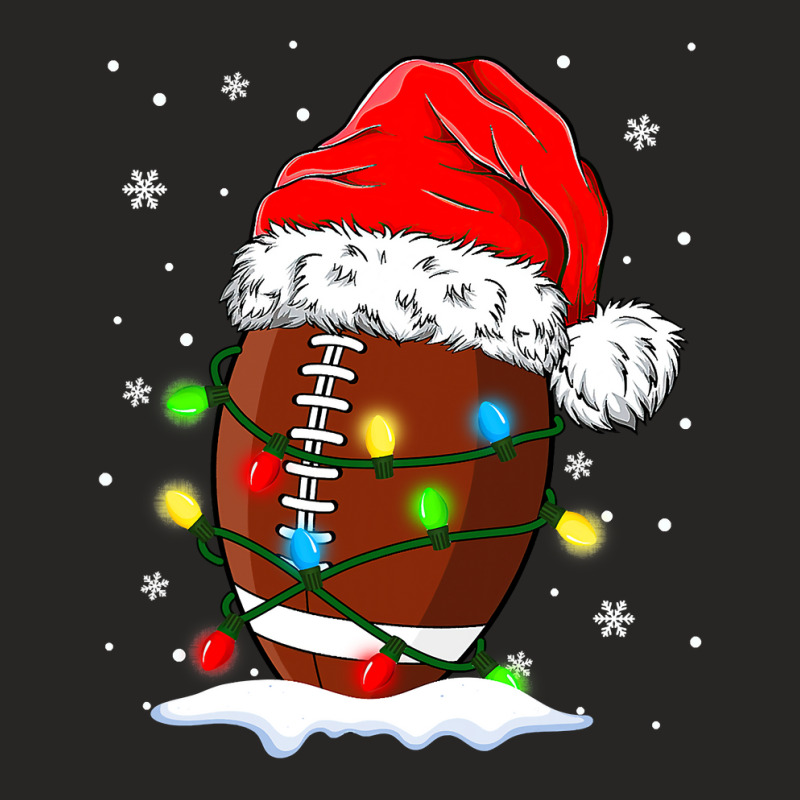 Football Christmas Football Ball Santa Hat Xmas Light Funny 2021 416 Ladies Fitted T-Shirt by pester | Artistshot