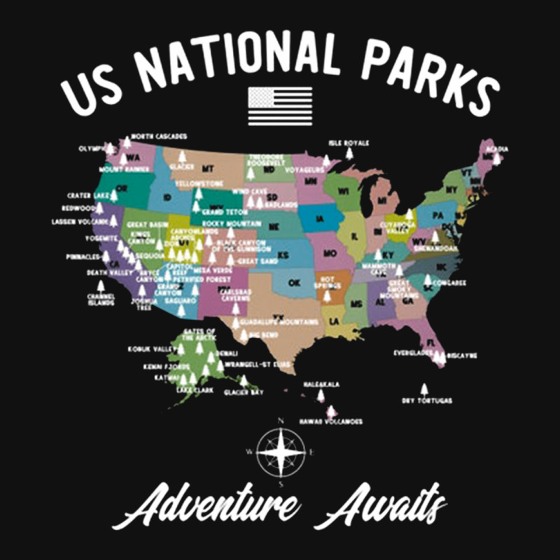 Us National Parks Map, National Park, Us National Parks Map Art, Us Na Crew Socks | Artistshot