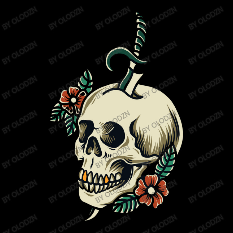 Illustration Skull With Ornamental Flower Women's V-Neck T-Shirt by Olodzn | Artistshot