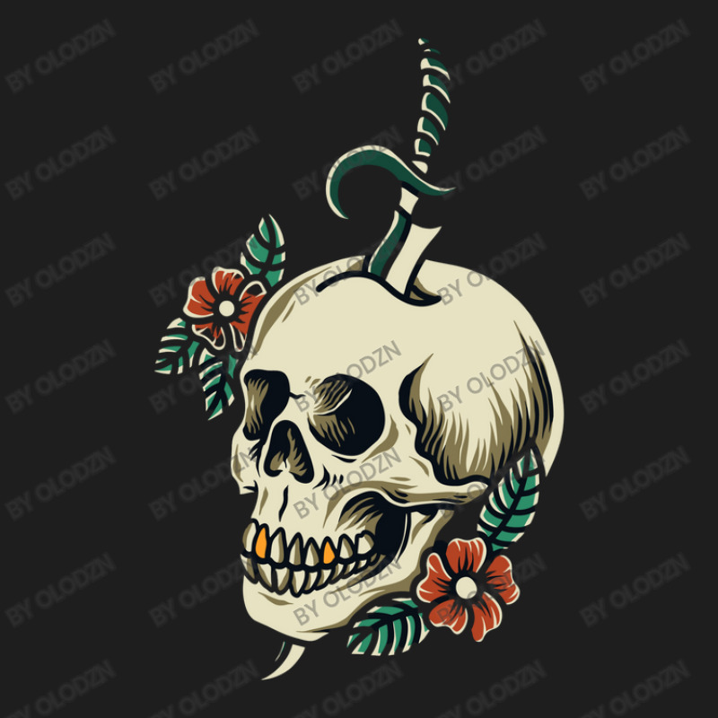 Illustration Skull With Ornamental Flower Classic T-shirt by Olodzn | Artistshot