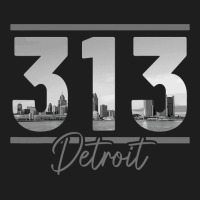 Detroit 313 Area Code Skyline Michigan Vintage Classic T-shirt | Artistshot