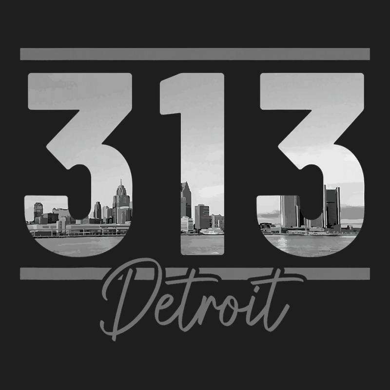 Detroit 313 Area Code Skyline Michigan Vintage Classic T-shirt by cm-arts | Artistshot