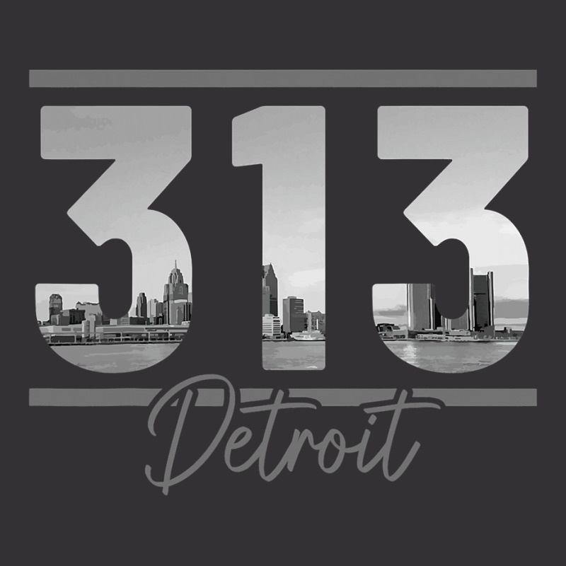 Detroit 313 Area Code Skyline Michigan Vintage Vintage Hoodie by cm-arts | Artistshot