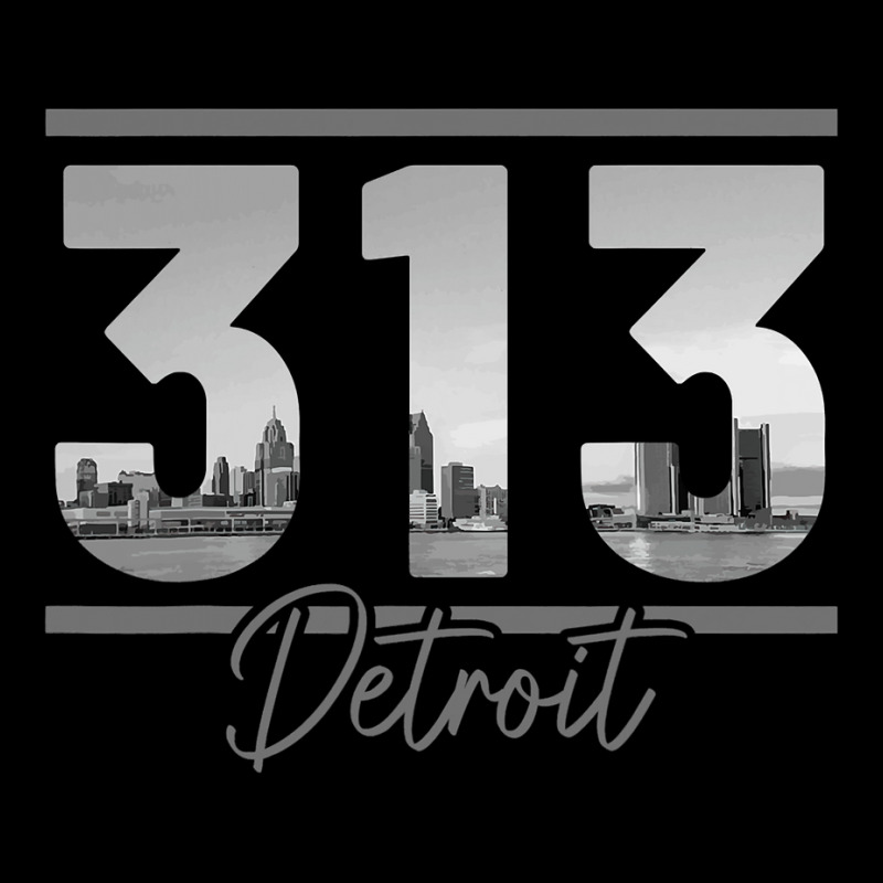 Detroit 313 Area Code Skyline Michigan Vintage Lightweight Hoodie by cm-arts | Artistshot