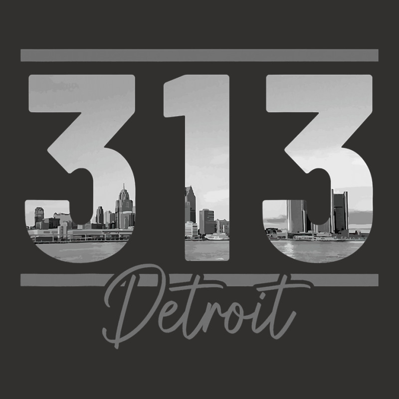 Detroit 313 Area Code Skyline Michigan Vintage Champion Hoodie by cm-arts | Artistshot