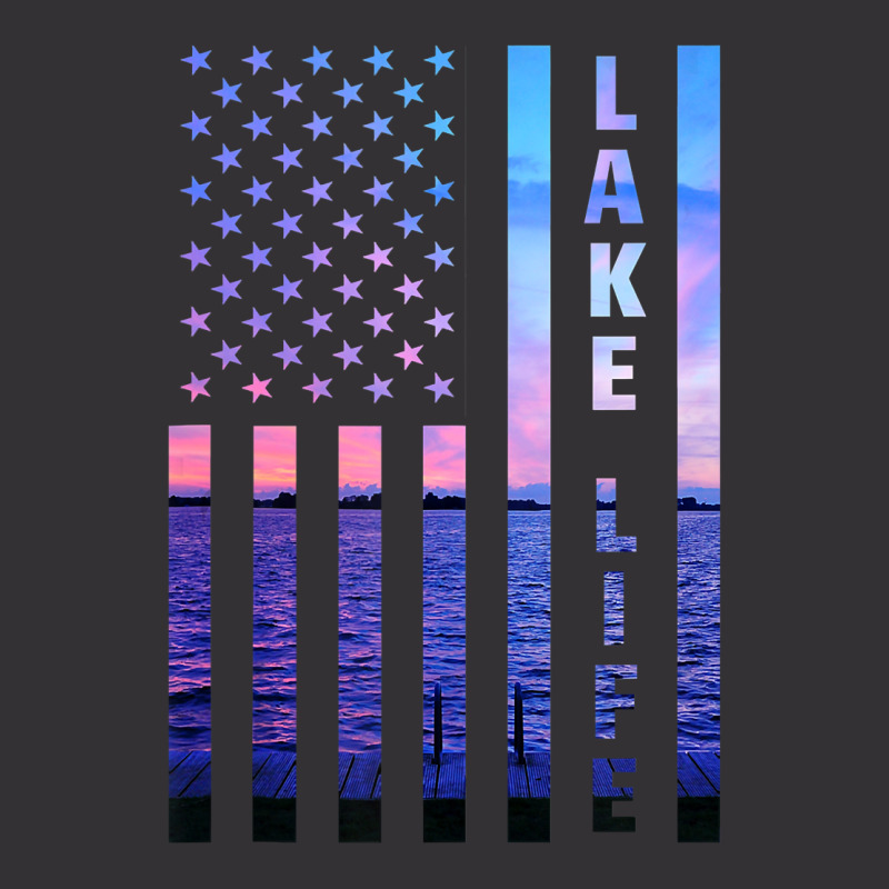 Lake Life American Flag Dock Sunset Wakeboarder Power Boat Vintage Hoodie And Short Set | Artistshot