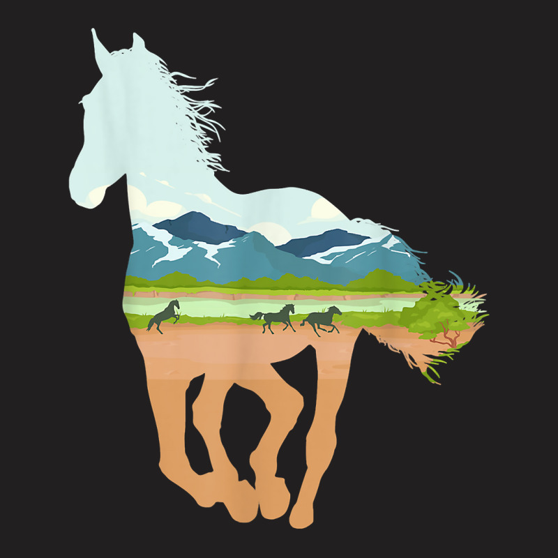 Horse Print With Landscape Horse Lover, Animal Horse T-shirt | Artistshot