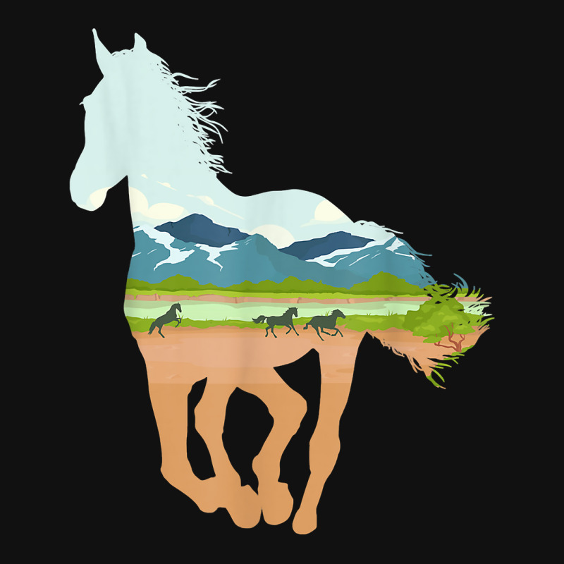 Horse Print With Landscape Horse Lover, Animal Horse Round Patch | Artistshot