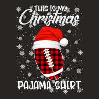 Football This Is My Christmas Pajama Plaid Football Santa Hat Xmas 85  Ladies Fitted T-shirt | Artistshot