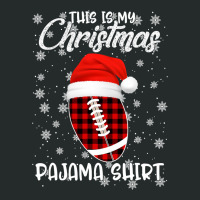 Football This Is My Christmas Pajama Plaid Football Santa Hat Xmas 85  Women's Triblend Scoop T-shirt | Artistshot