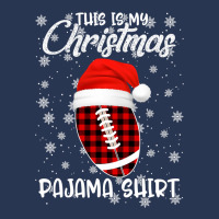 Football This Is My Christmas Pajama Plaid Football Santa Hat Xmas 85  Ladies Denim Jacket | Artistshot