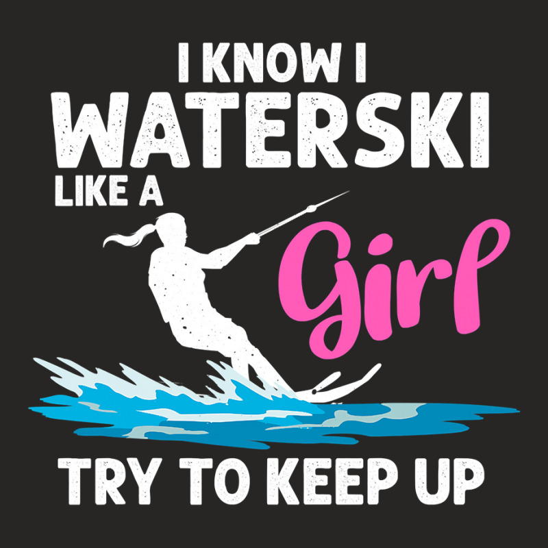 Funny Water Ski Designs For Women Girls Water Skier Athletes Ladies Fitted T-Shirt by cm-arts | Artistshot