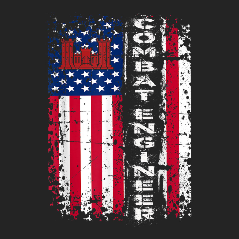 Combat Engineer Distressed American Flag - U.s. Military 3/4 Sleeve Shirt by MarjorieWillie | Artistshot