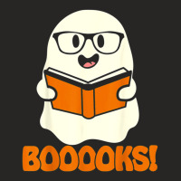 Booooks Ghost Boo Read Books Library Teacher Halloween Cute Ladies Fitted T-shirt | Artistshot