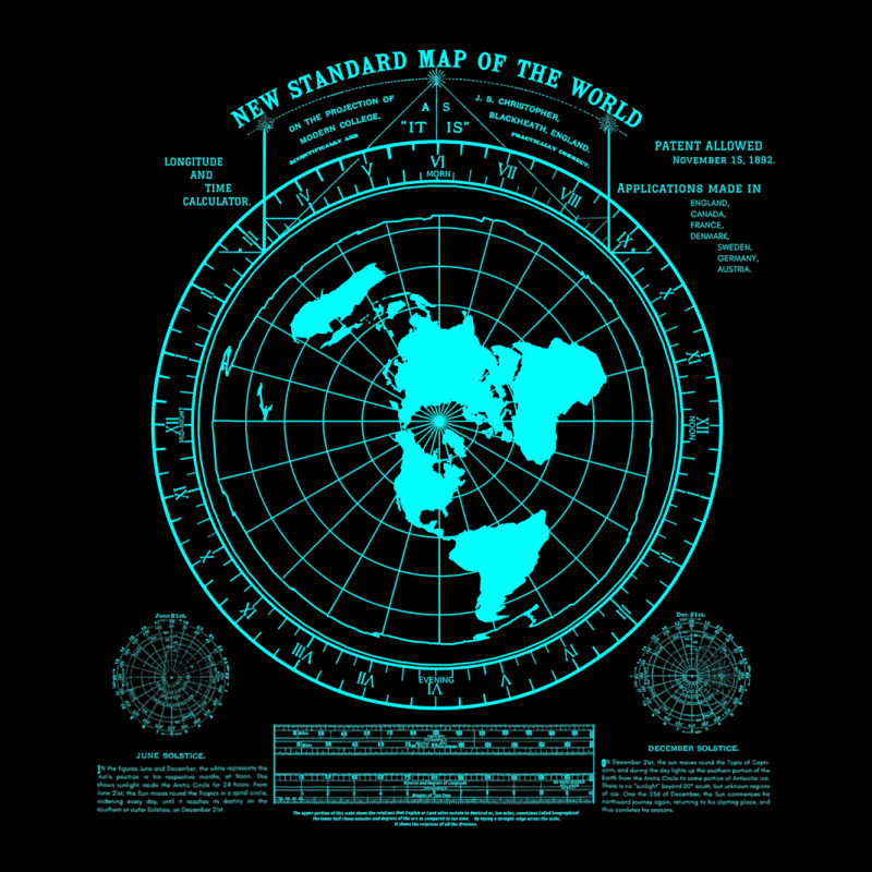 Gleason's New Standard Map Of The World, Flat Earth Men's 3/4 Sleeve Pajama Set | Artistshot