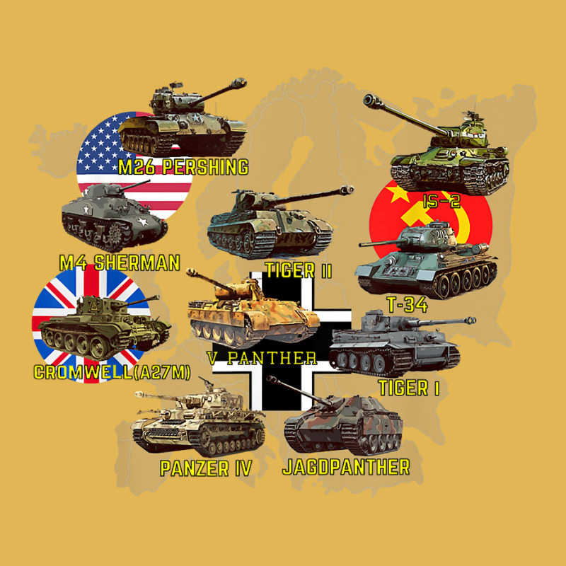 Top Ten Best Ww2 Tanks M4 Sherman Panzer Iv Tiger Ii T-34 Vintage Hoodie And Short Set by BessieCarolyn | Artistshot