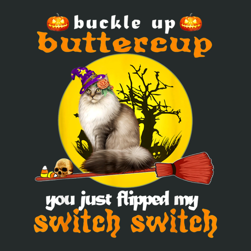 Buckle Up Buttercup Siberian Cat Halloween Women's Triblend Scoop T-shirt by TopShirts | Artistshot