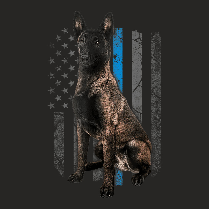 Thin Blue Line American Flag Belgian Malinois Police Dog Ladies Fitted T-Shirt by LorettaSharron | Artistshot