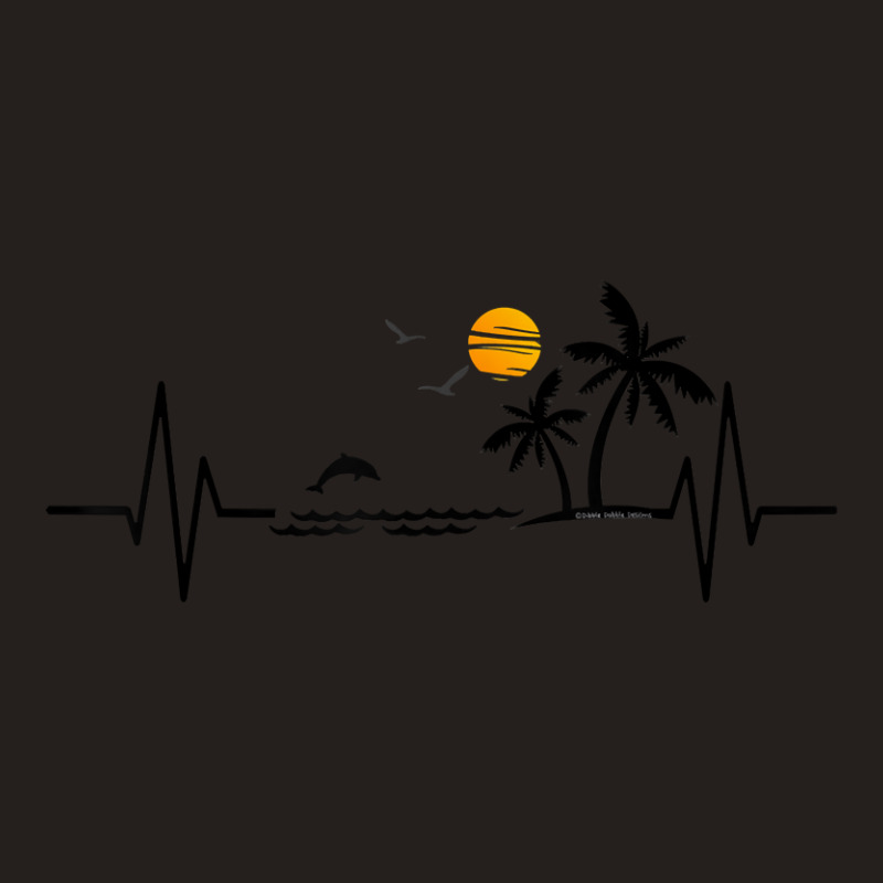 Heartbeat With Tropical Palm Trees Beach Island And Dolphin T-shirt Tank Top by Teemoney2 | Artistshot