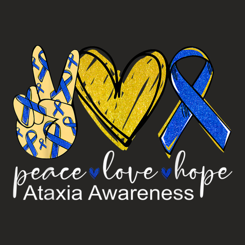 Peace Love Hope Ataxia Awareness Shirt Blue Ribbon Ladies Fitted T-Shirt by RandiCrystalGraber | Artistshot