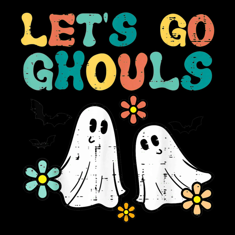 Lets Go Ghouls Floral Ghosts Groovy Retro Halloween Women Cropped Hoodie by Tees | Artistshot