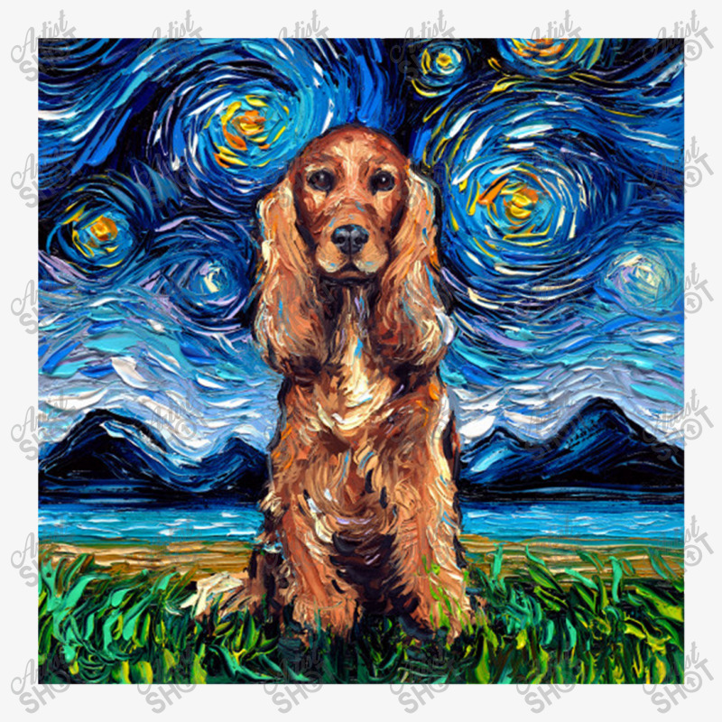 Red Cocker Spaniel Starry Night,red Cocker Spaniel Ladies Fitted T-Shirt by lissaaniart | Artistshot