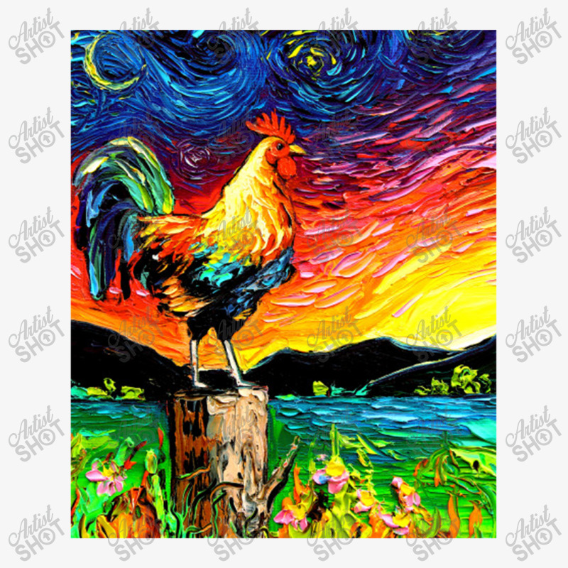 Starry Morning,rooster 1 Ladies Fitted T-Shirt by lissaaniart | Artistshot