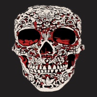 Skull T  Shirt Big Carved Red And White Skeleton Skull Head T  Shirt T-shirt | Artistshot