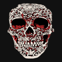 Skull T  Shirt Big Carved Red And White Skeleton Skull Head T  Shirt Portrait Canvas Print | Artistshot