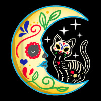 Cat & Moon Sugar Skull Dia De Los Muertos Day Of The Dead Pocket T-shirt | Artistshot