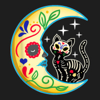 Cat & Moon Sugar Skull Dia De Los Muertos Day Of The Dead Classic T-shirt | Artistshot