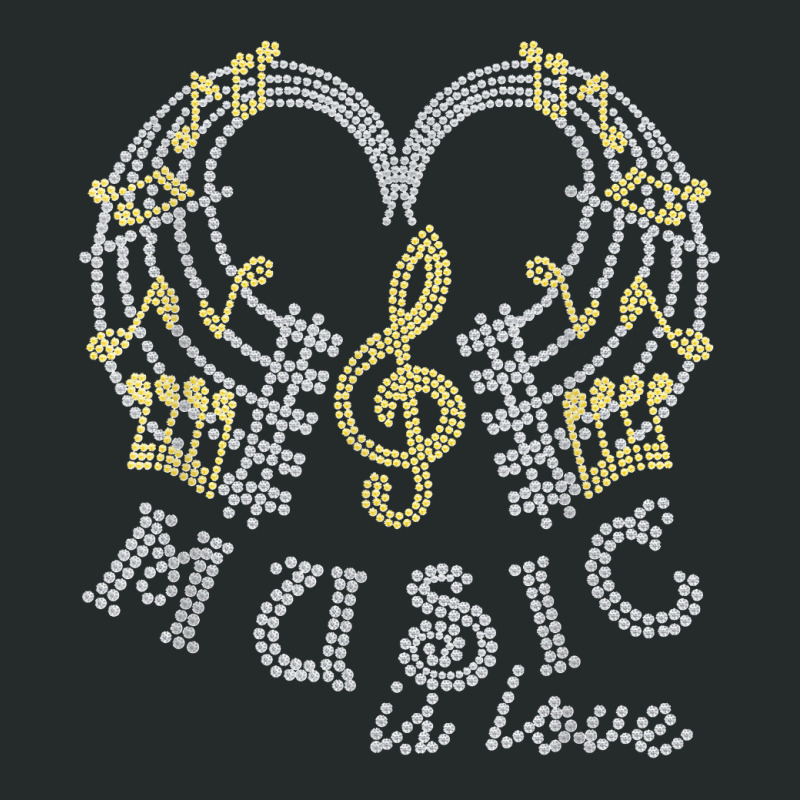 Music Is Love With Music Notes Rhinestones Tee For Woman T Shirt Women's Triblend Scoop T-shirt by NataliaMata | Artistshot