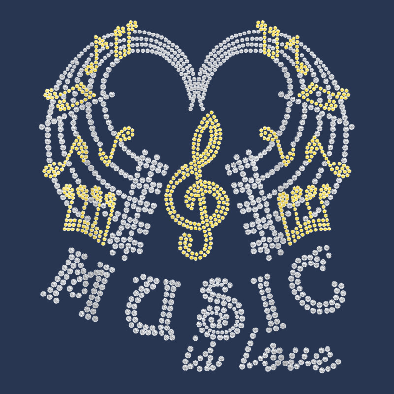 Music Is Love With Music Notes Rhinestones Tee For Woman T Shirt Ladies Denim Jacket by NataliaMata | Artistshot