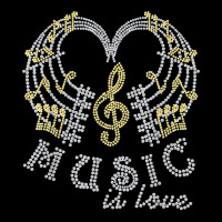 Music Is Love With Music Notes Rhinestones Tee For Woman T Shirt Women's V-neck T-shirt | Artistshot