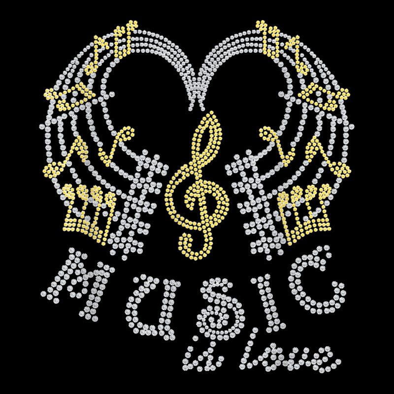 Music Is Love With Music Notes Rhinestones Tee For Woman T Shirt Women's V-Neck T-Shirt by NataliaMata | Artistshot