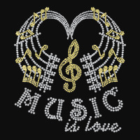 Music Is Love With Music Notes Rhinestones Tee For Woman T Shirt Crop Top | Artistshot