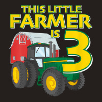 Kids 3 Year Old Green Farm Tractor Birthday Party Farmer 3rd Gift Tank Top | Artistshot