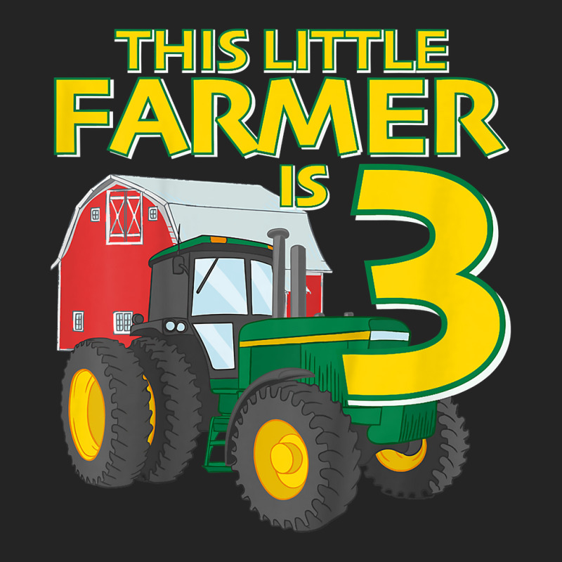 Kids 3 Year Old Green Farm Tractor Birthday Party Farmer 3rd Gift 3/4 Sleeve Shirt | Artistshot