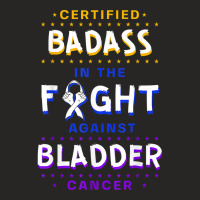 Certified Badass Bladder Cancer Purple Blue Yellow Ribbon Ladies Fitted T-shirt | Artistshot