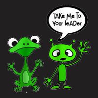 Smilemoretees Funny Martian Alien And Frog Take Me To Leader Raglan Ba T-shirt | Artistshot