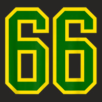 Jersey Number #66 Green Yellow Birthday Sports Number 66 Ladies Fitted T-shirt | Artistshot