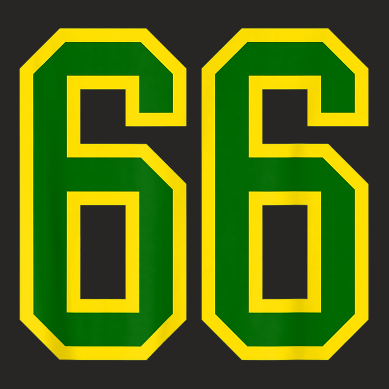 Jersey Number #66 Green Yellow Birthday Sports Number 66 Ladies Fitted T-Shirt by Newdesigns | Artistshot