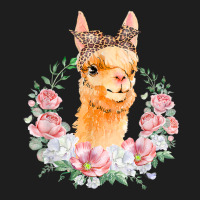 Llama With Leopard Headband Boho Flower Cute Llama Lovers Classic T-shirt | Artistshot