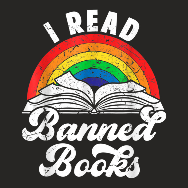 I Read Banned Books Vintage Literature Rainbow Reading Ladies Fitted T-Shirt by RandiCrystalGraber | Artistshot