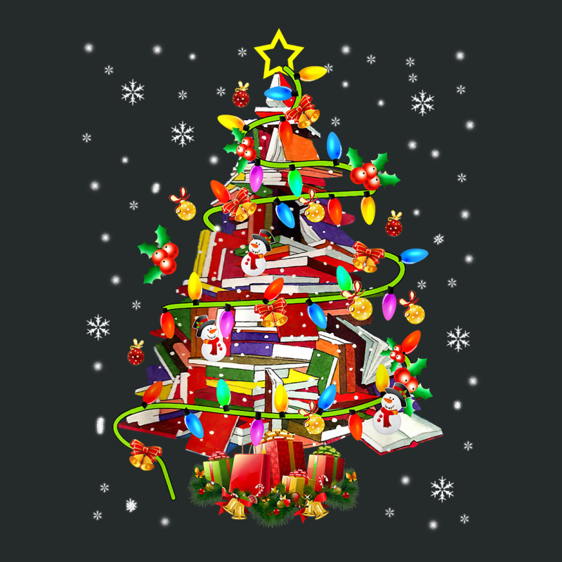 Xmas Tree Library Xmas Lights Tree Book Lover Librarian T Shirt Women's Triblend Scoop T-shirt by cm-arts | Artistshot