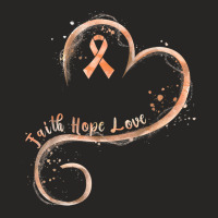 Faith Hope Love Peach Ribbon Endometrial Cancer Awareness T Shirt Ladies Fitted T-shirt | Artistshot