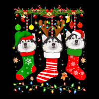 Alaskan Malamute Dog In Christmas Socks Lights Xmas Men's 3/4 Sleeve Pajama Set | Artistshot