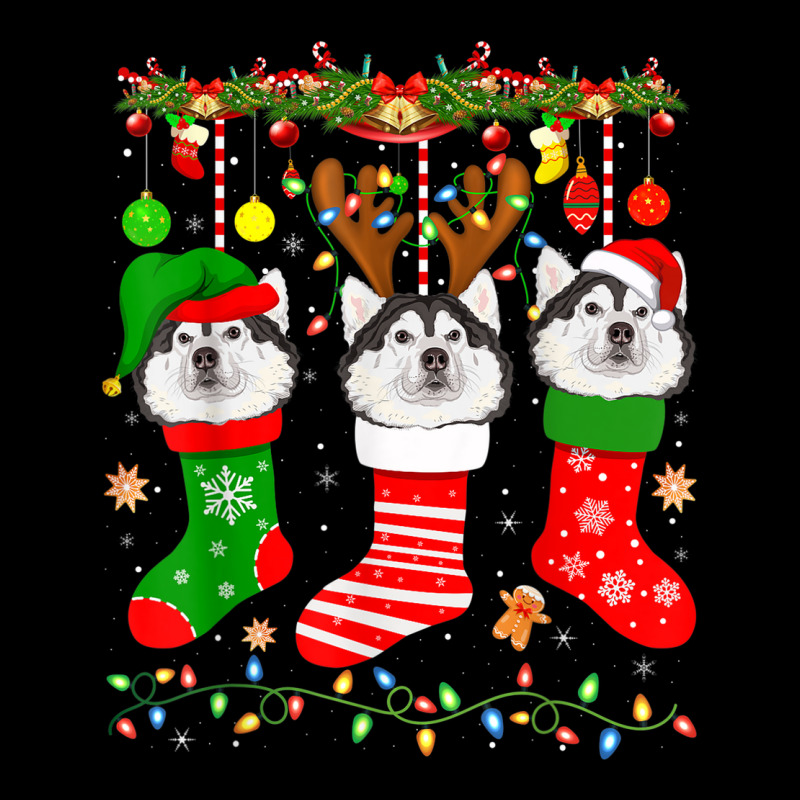 Alaskan Malamute Dog In Christmas Socks Lights Xmas Men's 3/4 Sleeve Pajama Set | Artistshot